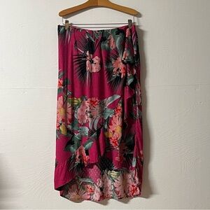 Rachel Zoe Tropical Midi Skirt Pink Beachy  Vacation Vacationcore Resort Size 6